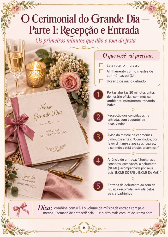Cerimonial do grande dia — recepção e entrada